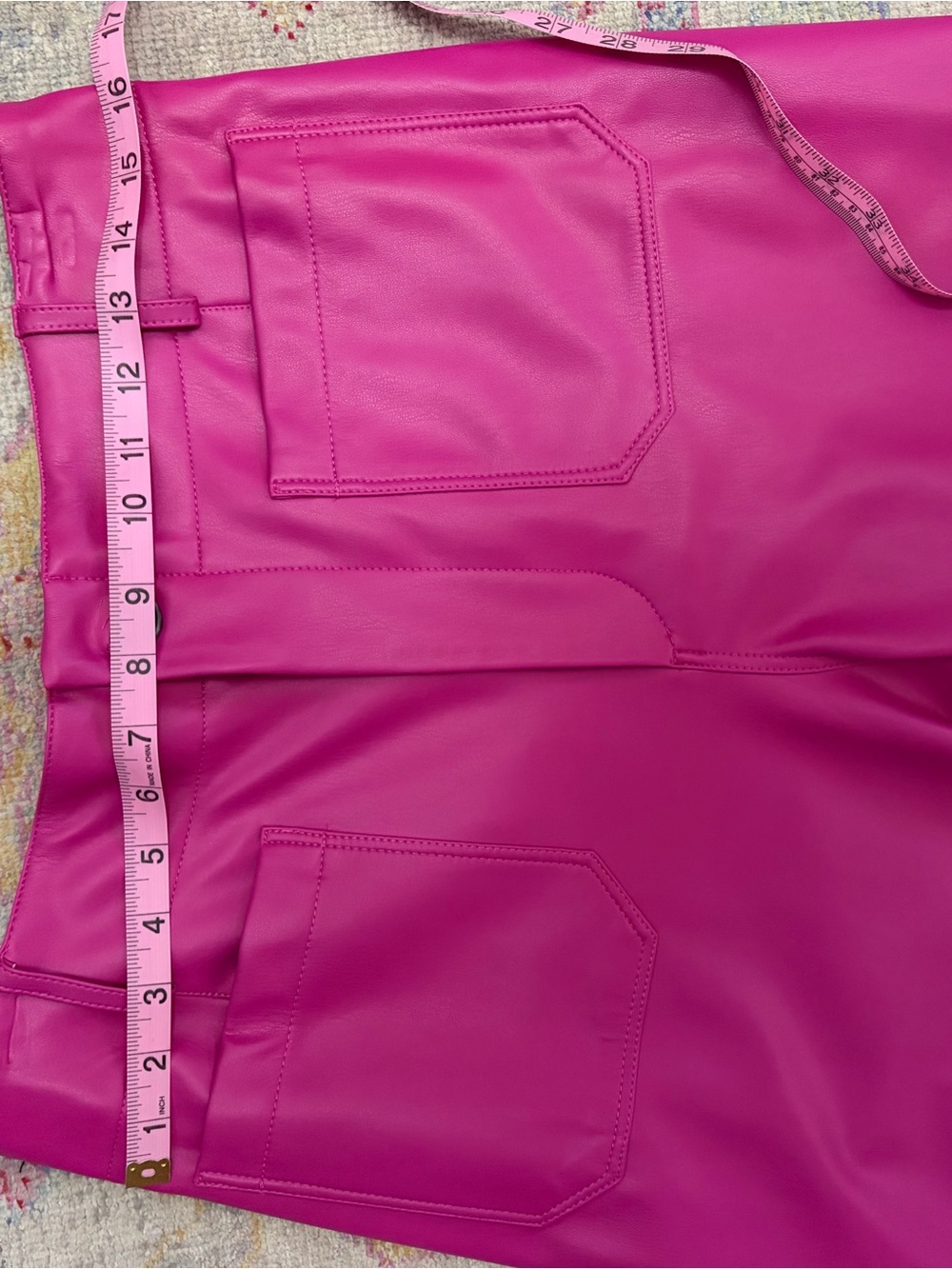 Maeve Colette Vegan Leather Fuchsia Cropped Wide-Leg Pants - Picture 3 of 7